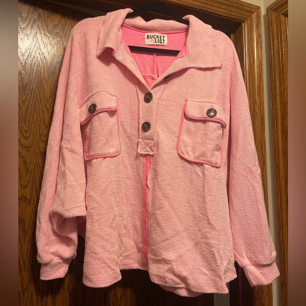 BUCKETLIST Pink Button-Up Top - Picture 3 of 4